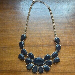 Black Gemmed Bib Necklace